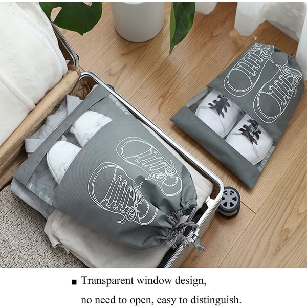 15 pakke skotasker med klart vindue, vandtæt og støvtæt skotaske med snoretræk til rejse eller hjemmeopbevaring (sort) (32cm*44cm) Baobao