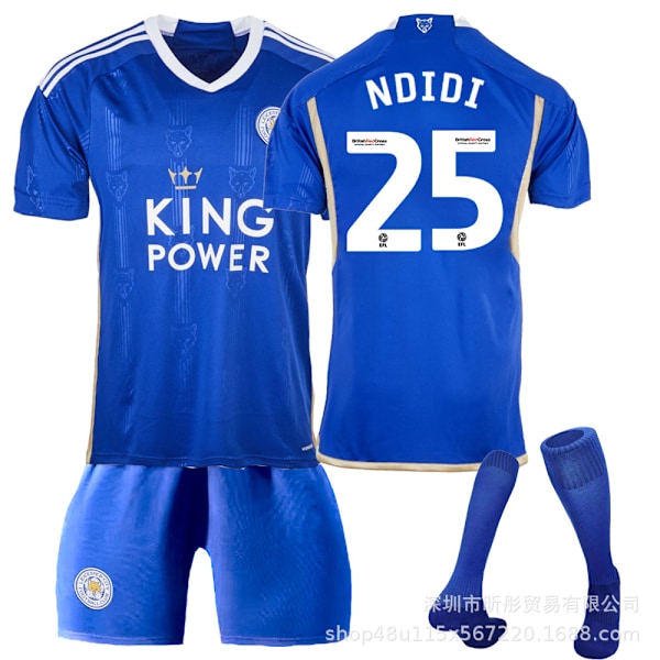 2023 Leicester City hemmatröja fotbollströja - Ndidi+strumpa S(165-170cm)