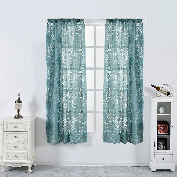 Seersucker genomskinliga gardiner, 1 panel, grön, 100x130cm/100x200cm/100x250cm Green 100x200cm