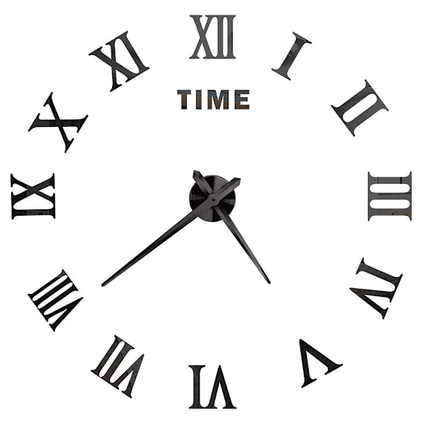 3D Stor Väggklocka DIY Akryl Spegel Klocka Dekal Överdimensionerad Klocka Klockor Europa Horloge Vardagsrum Heminredning Flera Stilar Black A 47 inch (80-120cm)