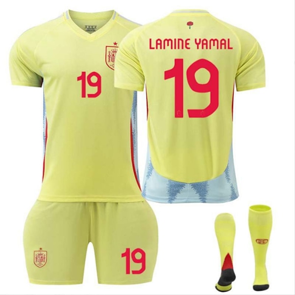 2425 Spanien udebanetrøje Yamal fodbold uniformsæt+sok 24(130-140cm)