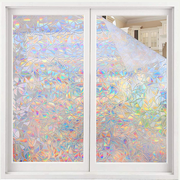 Fönsterskyddsfilm, Rainbow Window Clings, 3d dekorativa fönstervinyl, Fönsterdekaler av målat glas, Statisk Cling Window Sticker Icke-vidhäftande 60x100cm