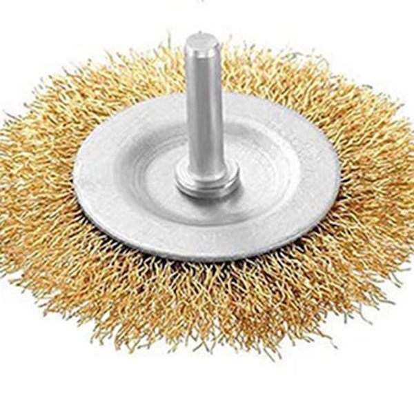 Trådhjulskålborste Set Kopparpläterat Stål Slipning Polering Borstar för Borrfäste 6PCS