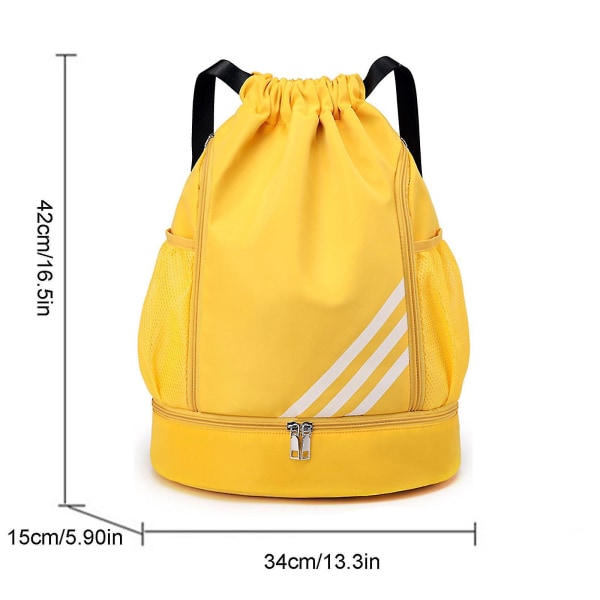 Vattentät ryggsäck med dragsko Sportgymväska med skofack, vattentät ryggväska med dragsnöre kompatibel med män kvinnor -HG Yellow