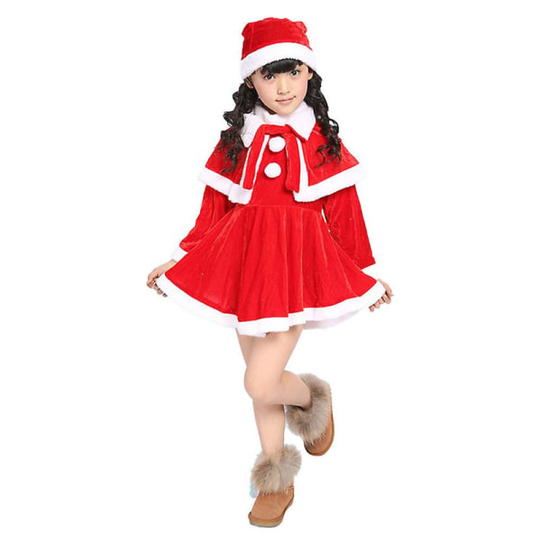 3-8 års julefest Barn Gutter Jenter Julenissen Cosplay kostyme antrekk-Jenter 3-4Years