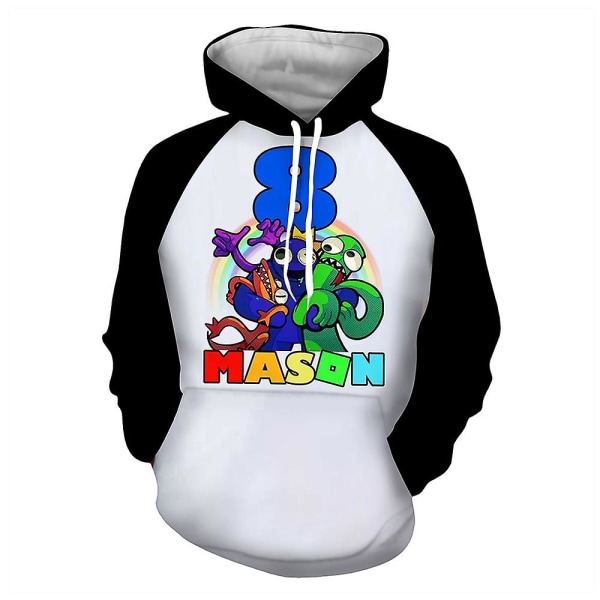 Herr Roblox Rainbow Friends Print Hooded Sweatshirt Hoodies Toppar Black and White XL