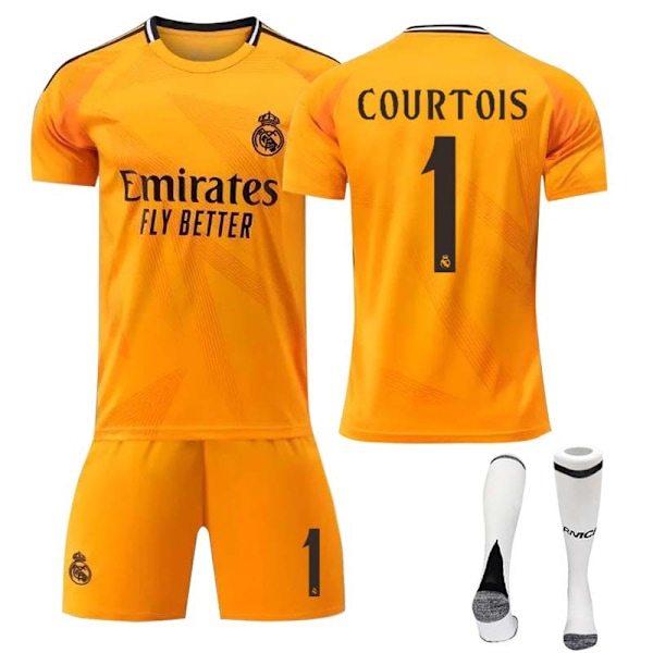 2425 Real Madrid bortefotballdrakt COURTOIS drakt med sokker S(165-170cm)