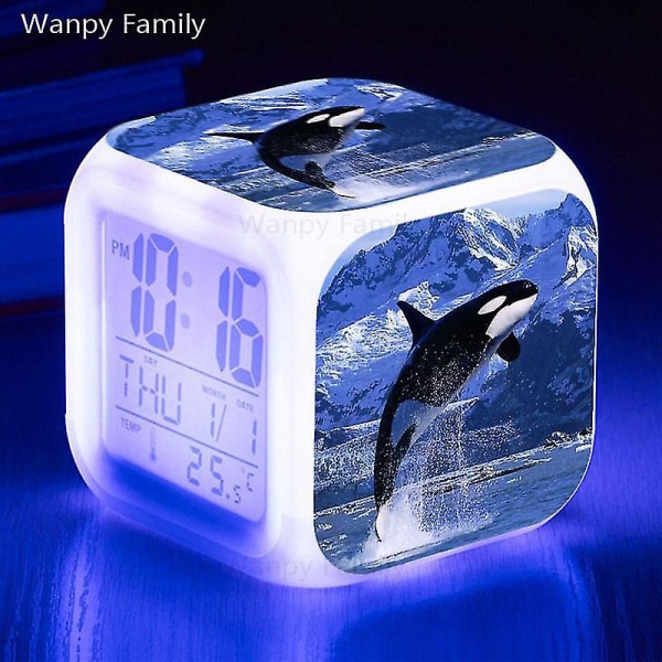 Otwoo 2023 New Dolphin Alarm Clock Barnerom Vekking Timer Touch Flash Lite nattlys Skrivebordsklokke gaver til student og barn 17