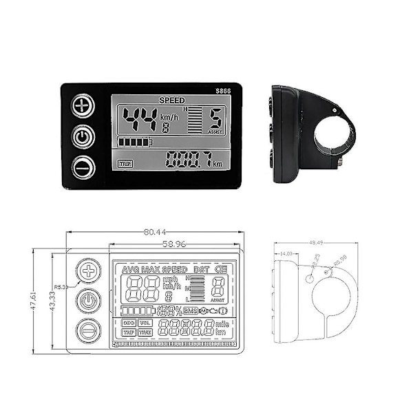 Elcykel Display LCD-Skärm S866 Styrenhet Panel Instrumentbräda