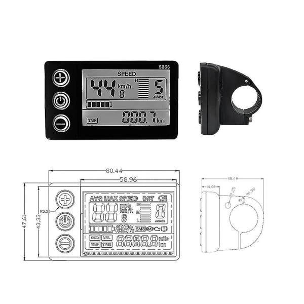 Elektrisk Sykkel Display LCD Display S866 Kontrollerpanel Dashbord