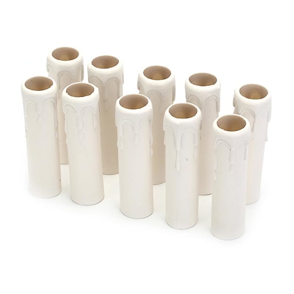 10 stk Plast drypp stearinlys rør for lysekrone lyspære dekker hylse White