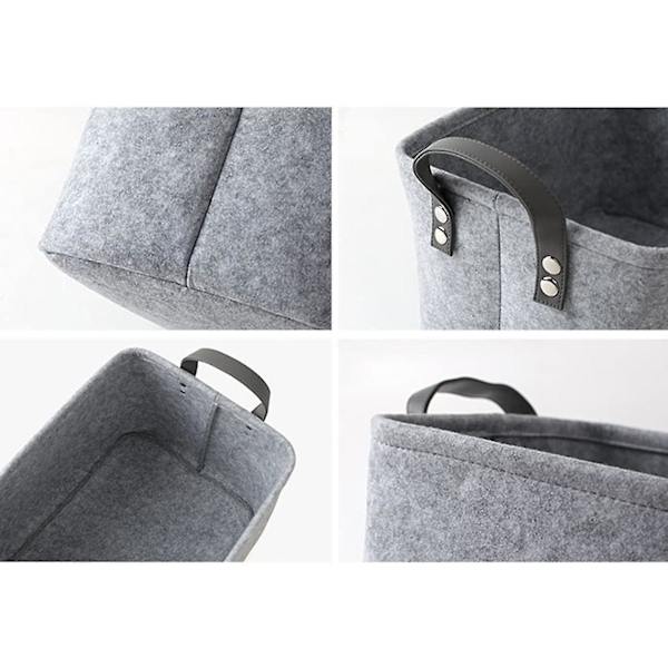 Säilytyskori kahdella kahvalla, huopakori leluille, kirjoille, aikakauslehdille grey 39CM*29CM*25CM