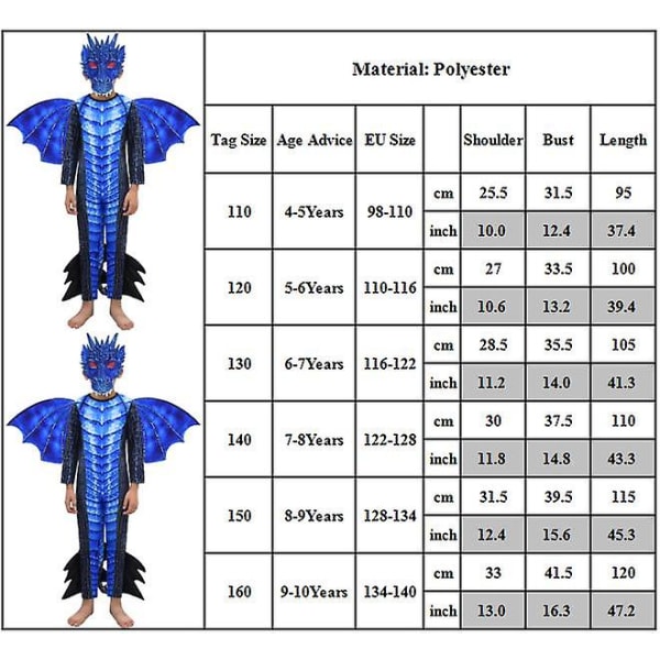 4-10-vuotiaat lapset pojat tytöt dinosaurukset cosplay-juhlapuku haalari ja naamio Halloween joululahjat 5-6 Years