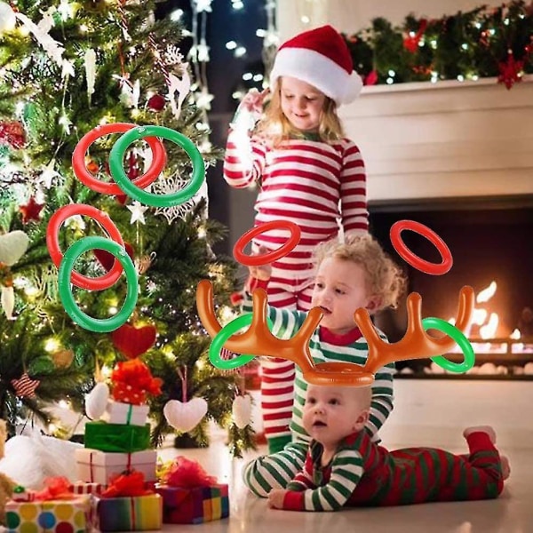 2 set uppblåsbara renhornsringspel, familjens julfestspel -ES