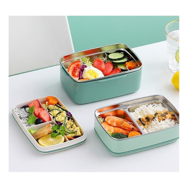 Madkasse i rustfrit stål til børn Bærbar lækagesikker Bento-kasse med madopbevaringsbeholder blå