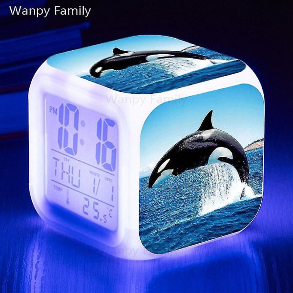 Otwoo 2023 New Dolphin Alarm Clock Barnerom Vekking Timer Touch Flash Lite nattlys Skrivebordsklokke gaver til student og barn 24