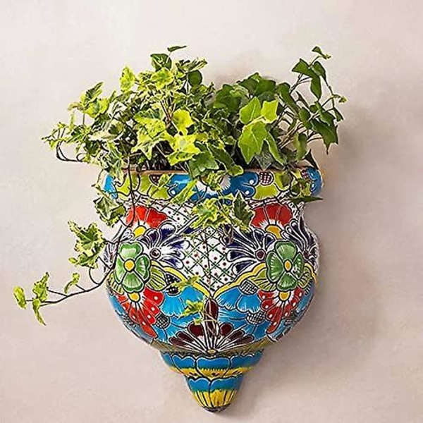 Håndlaget blomsterpotte i harpiks, veggmontert plantekrukke som er kompatibel med pyntegjenstander for hagearbeid, veggplanter med flat bakside, dekor for håndverk