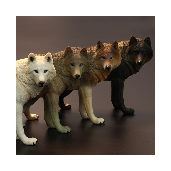 Hvit 20 cm Wolf Animal Model PVC Educational Statue