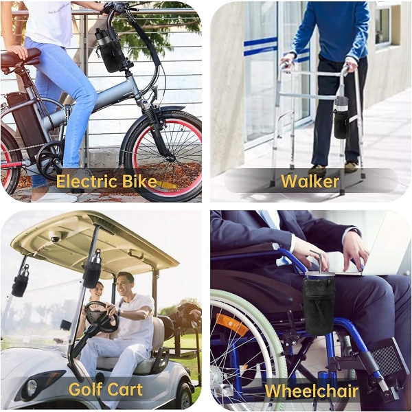 2-pak Kopholder til Cykel, Scooter og Rollator, Vandflaskeholder til UTV/ATV, Walker, Golfvogn og Strand, Universal Drikkemandstilbehør Wi