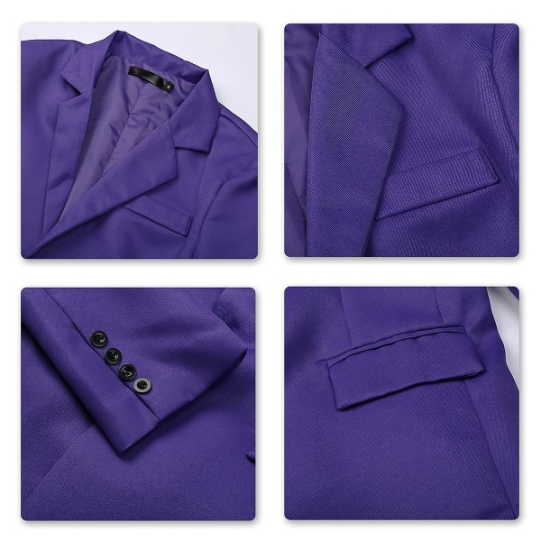 Yynuda Herre Business Casual Klassisk Hakk Lapel Dobbel Splitt Pure Color Enknapps dressjakke 11 farger Purple XS