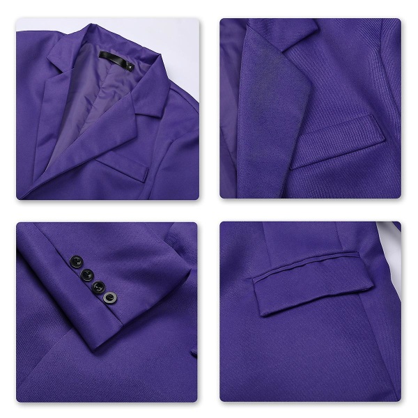 Yynuda Miesten Business Casual Klassinen Notched Lapel Kaksoissplitti Yksivärinen Yksipainikkeinen Puku Takki 11 Väriä Purple XS