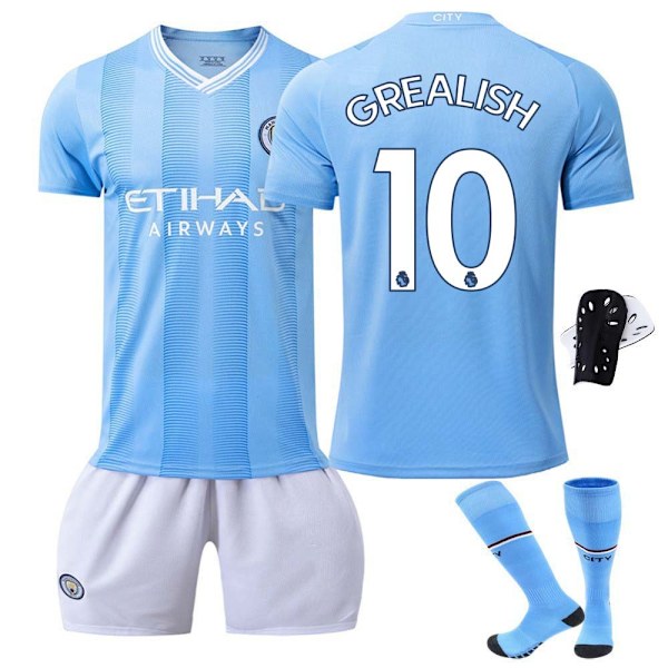 2324 Manchester City hjemmebanetrøje fodbolduniform Grealish Med sokker 28(150-160cm)