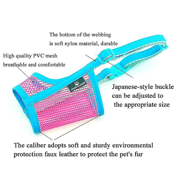 Lemmikkikoiran kuono Hyödyllinen koiran puremisenesto kuono pienille keskikokoisille koirille Kestävyys mesh monitoiminen koiran kuono-osa Jd4 Blue 2XL