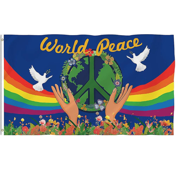 Rauhan lippu, rauhankyyhkynen maailma rauhankylttisymboli lippu patiolle nurmikolle kodin ulkosisustus G