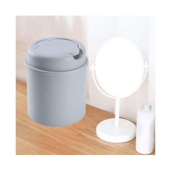 Mini skraldespand til skrivebord i plastik med skruelåg til mini kontor - Grå