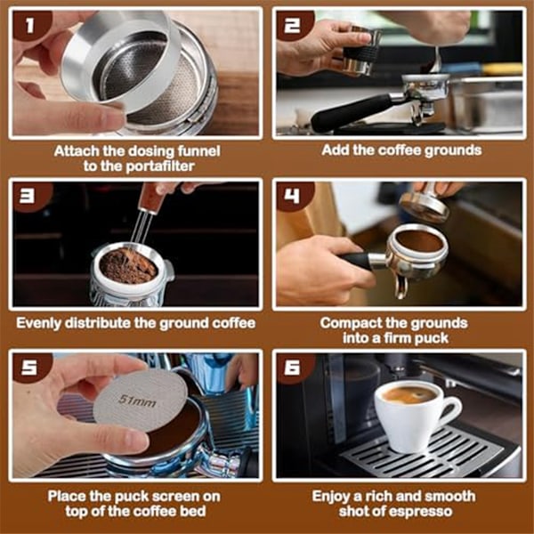 54mm Espresso Tilbehørssæt, WDT Værktøj, Doserings Tragt og Puck Screen Sæt, Kaffe Nål Distributions Rører