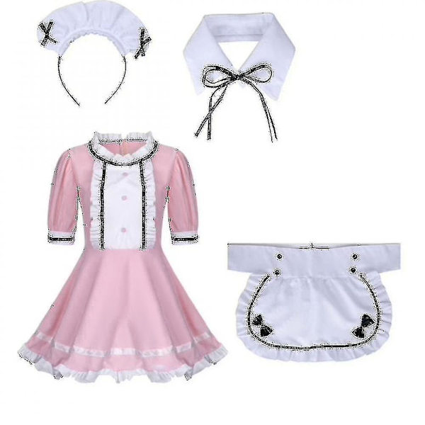 2022 Lolita Pigekostumer Fransk Pigekostume Piger Kvinder Amine Cosplay Kostume Servitrice Pigefest Scene Kostume Sæt -ge Pink XXL