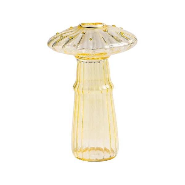 Delikat soppglassknoppvaser Farget fin glassvase Soppblomstvase Soppdekor beige