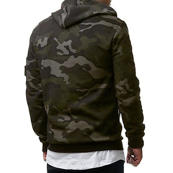 Mænds Casual Camo Trykt Hættetrøje Sports Toppe Med Mini Lomme Camo Green XL