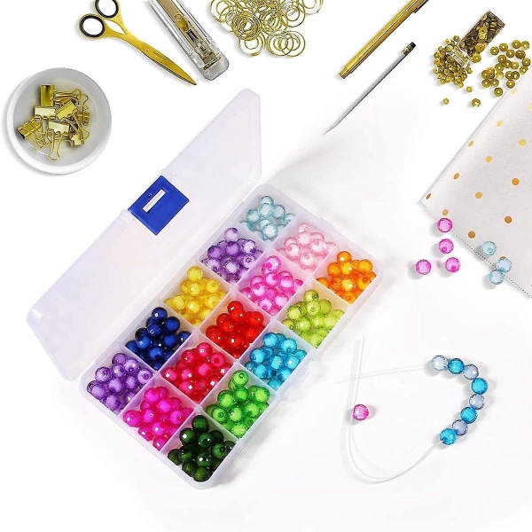 Plast Organizer Box, 2 Pack Clear Bead Organizer för smycken Tackla Örhängen Craft Pärlor (15 rutnät)