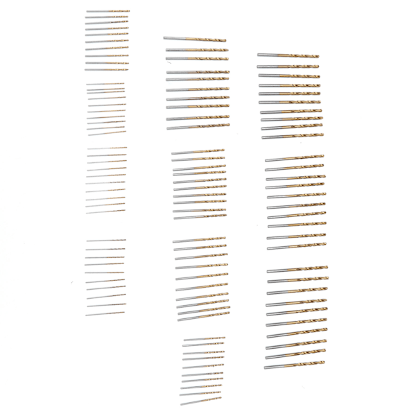 100 st Twist Drill Bit Set Slitstark Titanpläterad Twist Drill Kombination för Trä Metall Stål