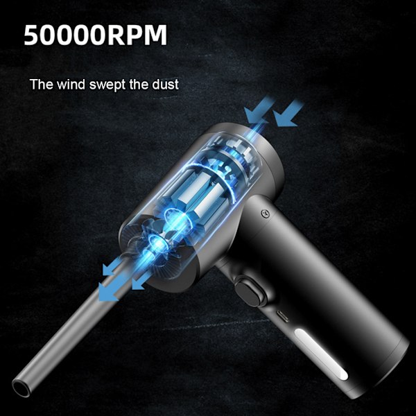 Langaton ilmapuhallin 50000 RPM pölypuhallin paineilmapuhallin puhdistus tietokoneelle kannettavalle tietokoneelle näppäimistölle kameran puhdistus