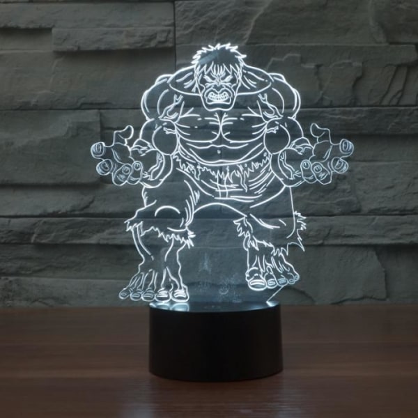 1 st Hulk Touch Switch 3D Färgglada LED-lampor Fade Lights Visuellt Perspektiv -h