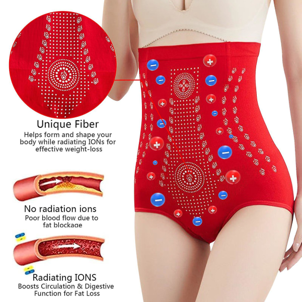 Ionstech Unique Fiber Restoration Bodyshaper Tummy Control Body Hög midja Bodysuit Underkläder Kompatibla kvinnor Bodyshaper Trosor Red