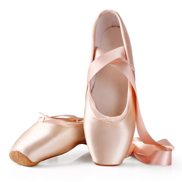 Kvinnors Balett Flats Skor Snörning Satin Pointe Skor Present för balettdansälskare 29