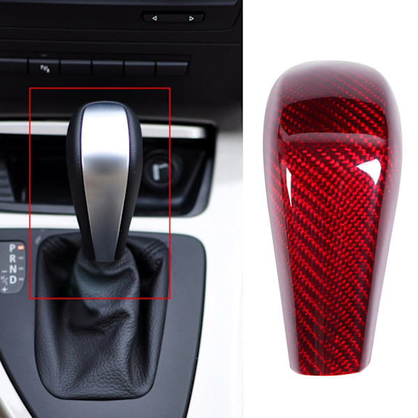Kolfibersväxelspaksknopp Full Cover Trim Dekor Passar för 1 3 Serie X1 E48 E87 E90 E91 E92 E93 Röd