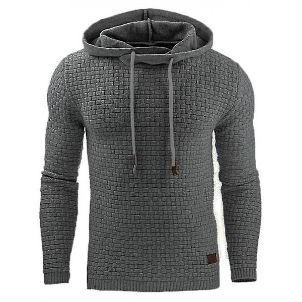 Hettegenser for menn med lang erme, avslappet pullovergenser Dark Grey XL
