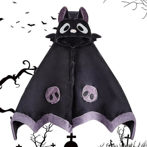 Fledermus Tæppe Kappe Kawaii Tegneserie Fledermaus Y2k Halloween Tæppe Med Djævelvinger Pyjamas Kjole Dyr Varmt Bærbar Tæppe Kappe