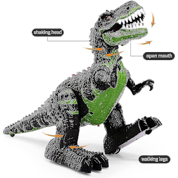 2,4 GHz Fjernstyret Dinosaur Legetøj, Gående Robotdinosaur Med LED Lys & Lyd, Simulation