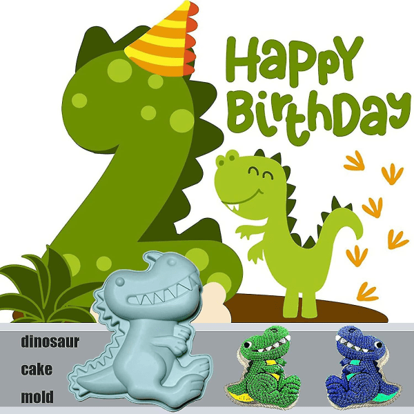 Dinosaur silikon kakeformer, søt 3d dinosaur kakeform for barn Bursdagskake Baby Shower Festutstyr
