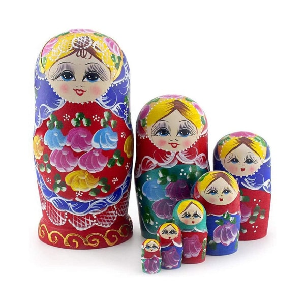 7-delt håndlaget Matryoshka russiske hekkende dukkersett