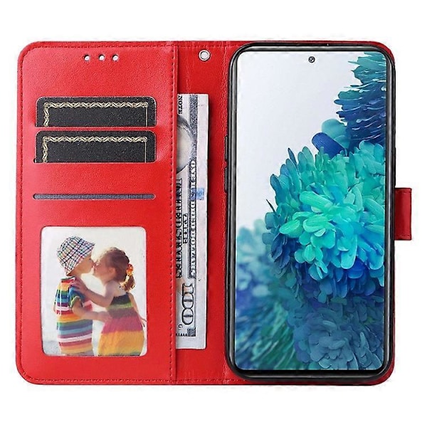 Kompatibel med Samsung Galaxy S20 FE / S20 FE 5G / S20 Lite Solsikke Præget PU Læder Etui Stativ Magnetisk Lukning Tegnebog Telefon Red