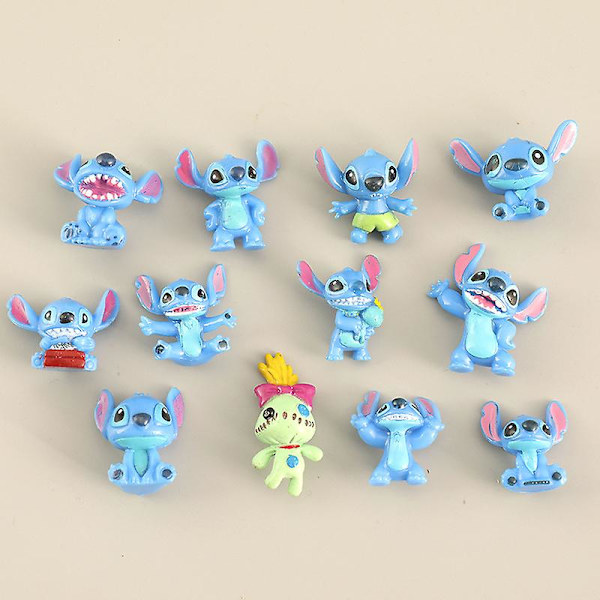 12 stk/sett Stitch Dukke PVC Actionfigur Samling Lilo & Stitch Animasjon Ornament -HG