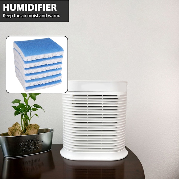 6-pakning erstatningsfukterfilter som passer til Honeywell HFT600 HEV615 HEV615B HEV615W HEV620 HEV620B HEV620W HEV-615