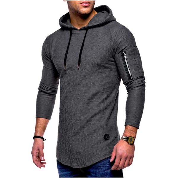 Herreoverdeler Sportshettegenser Genser med hette Grey 3XL