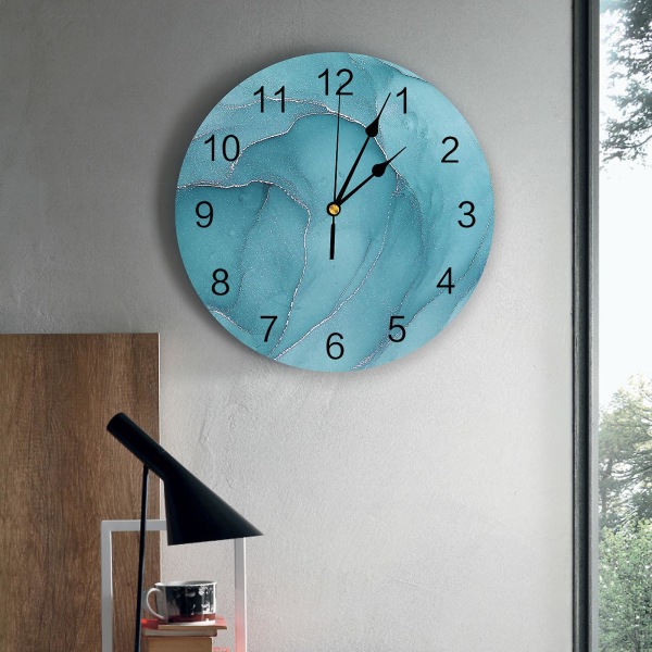 Marble Agate Silent Wall Clock Mode Vardagsrumsklocka Modern heminredning runda watch HZF05766 35X35cm